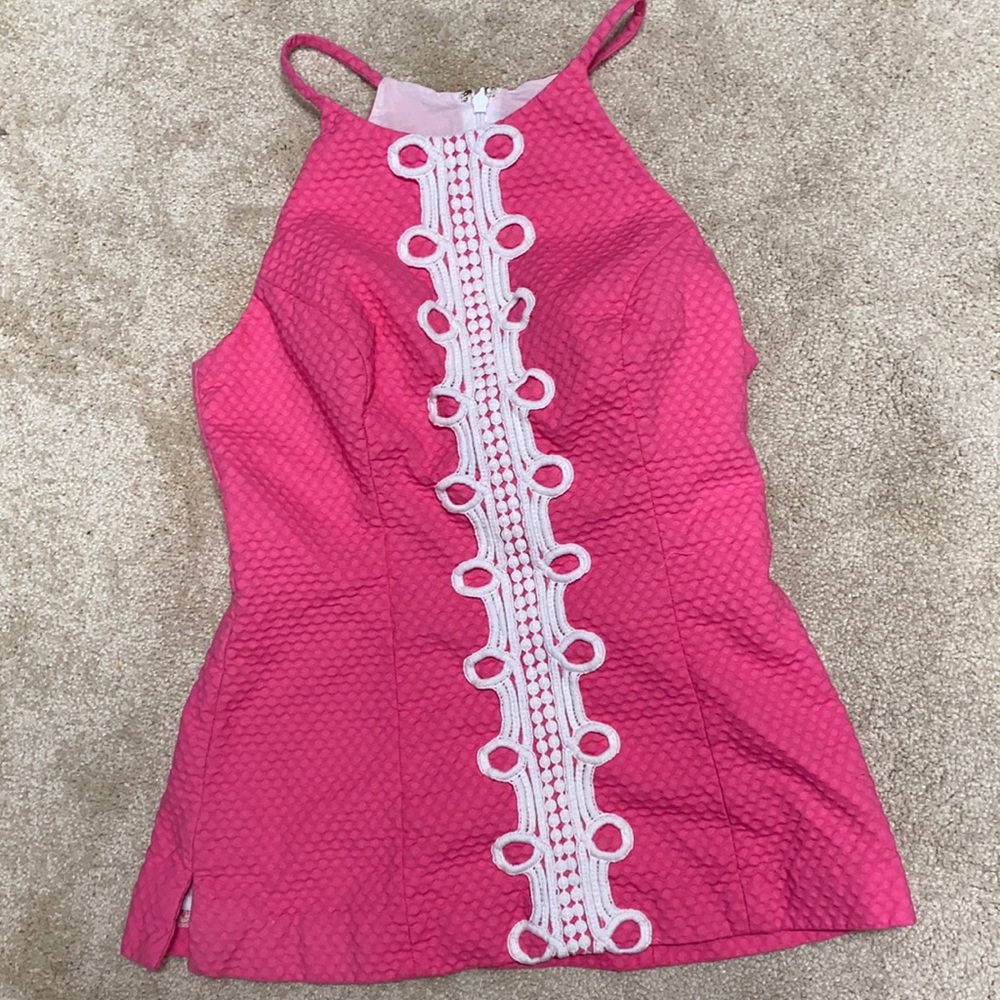 Lily Pulitzer pink and white top